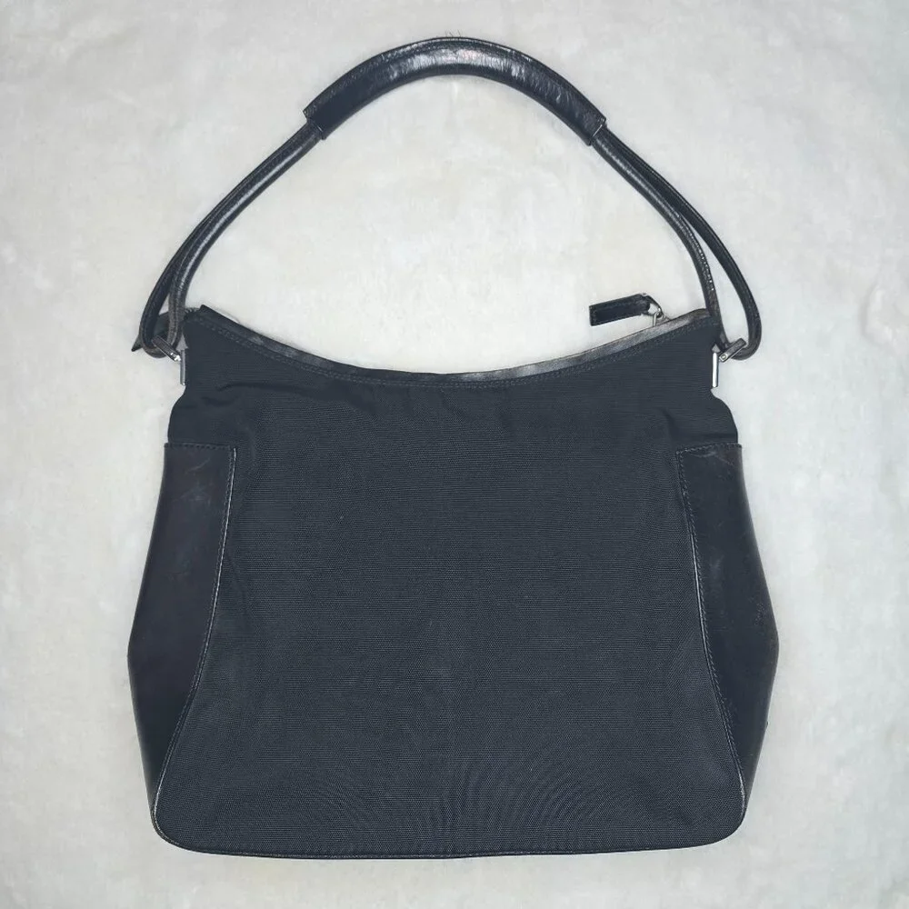 Gucci Black Leather Nylon Purse Shoulder Vintage Bag